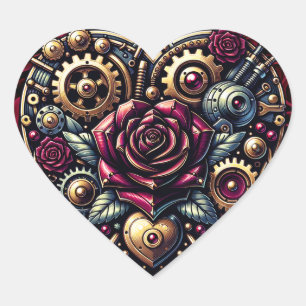 Steampunk Hart en Rozen Hart Sticker