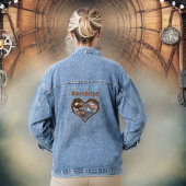 Steampunk Hart en Tandwielen met Monogram Naam Denim Jacket