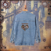 Steampunk Hart en Tandwielen met Monogram Naam Denim Jacket