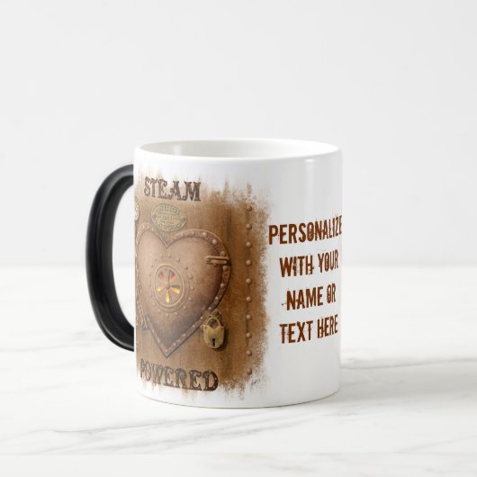 Steampunk hart gepersonaliseerd magische mok (Voorkant links)
