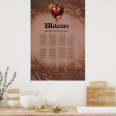 Steampunk Hart met Bloemen Poster (Keuken)