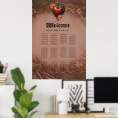 Steampunk Hart met Bloemen Poster (Thuiskantoor)