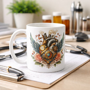 Steampunk Hart met vleugels en rozen Koffiemok