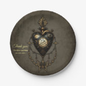 Steampunk hart papieren bordje (Voorkant)