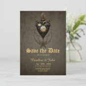 Steampunk hart, save the date (Staand voorkant)