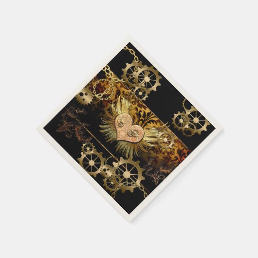 Steampunk hart servetten (Hoek)