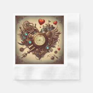 Steampunk hart/Valentijnsdag Servet