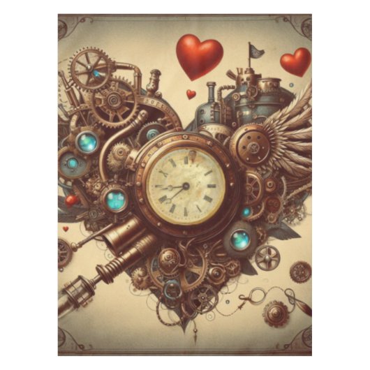 Steampunk hart/Valentijnsdag Tafelkleed (Voorkant)