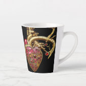 Steampunk Heart Anatomische robijnen en tandwielen Latte Mok (Rechts)