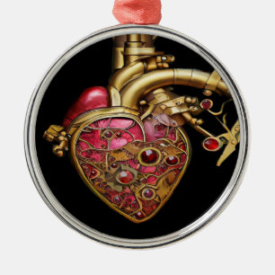 Steampunk Heart Anatomische robijnen en tandwielen Metalen Ornament