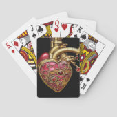 Steampunk Heart Anatomische robijnen en tandwielen Pokerkaarten (Achterkant)