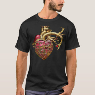 Steampunk Heart Anatomische robijnen en tandwielen T-shirt