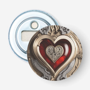 Steampunk Heart - Intrinsieke mechanische liefde Button Flesopener