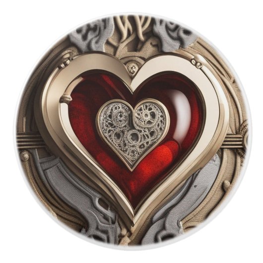 Steampunk Heart - Intrinsieke mechanische liefde Keramische Knop (Voorkant)