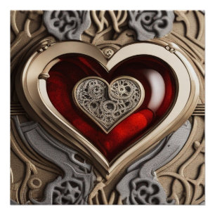 Steampunk Heart - Intrinsieke mechanische liefde Perfect Poster