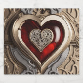 Steampunk Heart - Intrinsieke mechanische liefde Sparkling Wijnetiket (Enkel label)