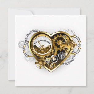 Steampunk Heart met een manometer Bedankkaart