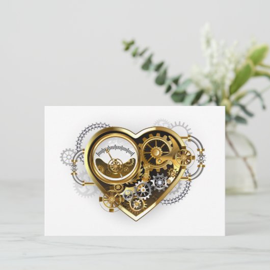Steampunk Heart met een manometer Bedankkaart (Staand voorkant)