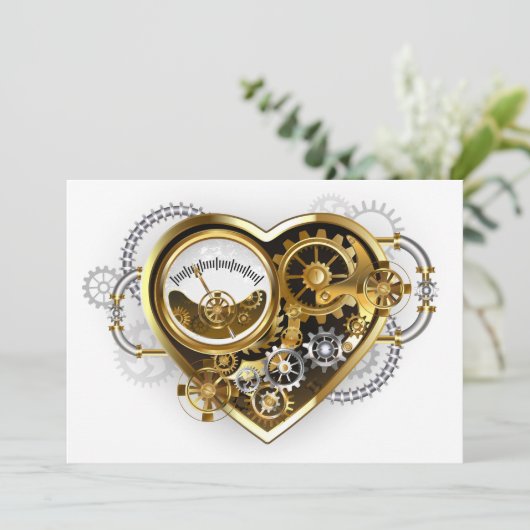Steampunk Heart met een manometer Bedankkaart (Staand voorkant)