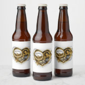 Steampunk Heart met een manometer Bier Etiket (Flessen)