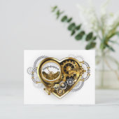 Steampunk Heart met een manometer Briefkaart (Staand voorkant)