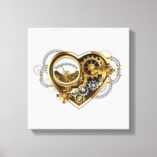 Steampunk Heart met een manometer Canvas Afdruk (Voorkant)