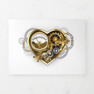 Steampunk Heart met een manometer Drieluik Kaart