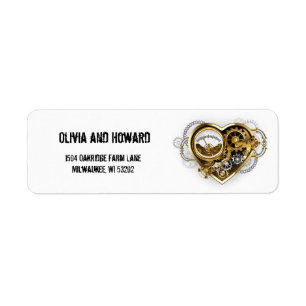 Steampunk Heart met een manometer Etiket