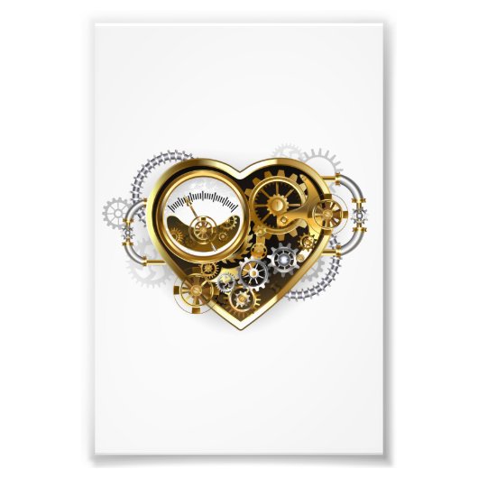 Steampunk Heart met een manometer Foto Afdruk (Voorkant)