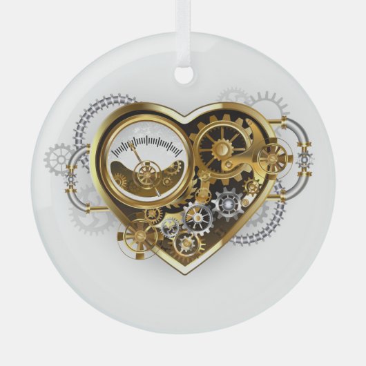 Steampunk Heart met een manometer Glas Ornament (Voorkant)