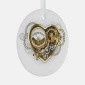 Steampunk Heart met een manometer Glas Ornament (Voorkant Rechts)
