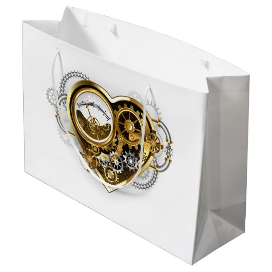 Steampunk Heart met een manometer Groot Cadeauzakje (Achterkant Gekanteld)
