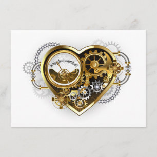 Steampunk Heart met een manometer Informatiekaartje