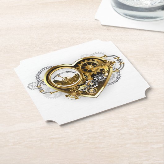 Steampunk Heart met een manometer Kartonnen Onderzetters (Gekanteld)
