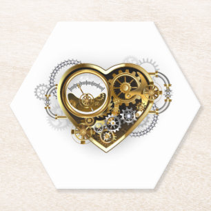 Steampunk Heart met een manometer Kartonnen Onderzetters