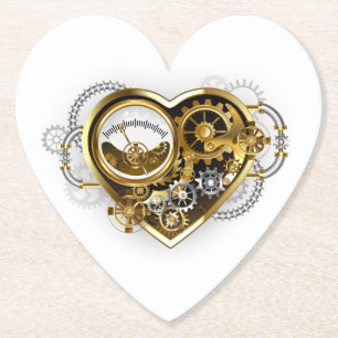 Steampunk Heart met een manometer Kartonnen Onderzetters