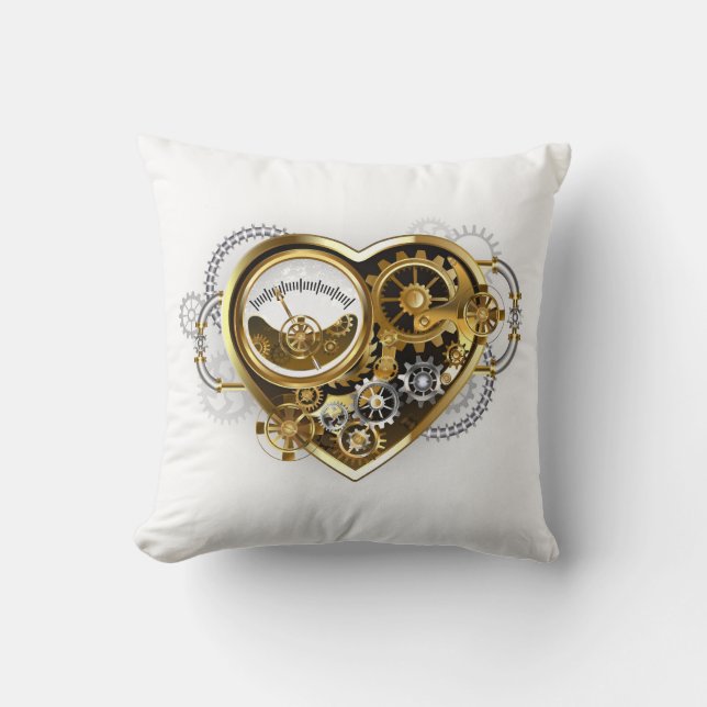Steampunk Heart met een manometer Kussen (Voorkant)
