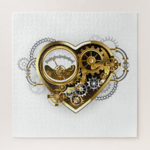 Steampunk Heart met een manometer Legpuzzel