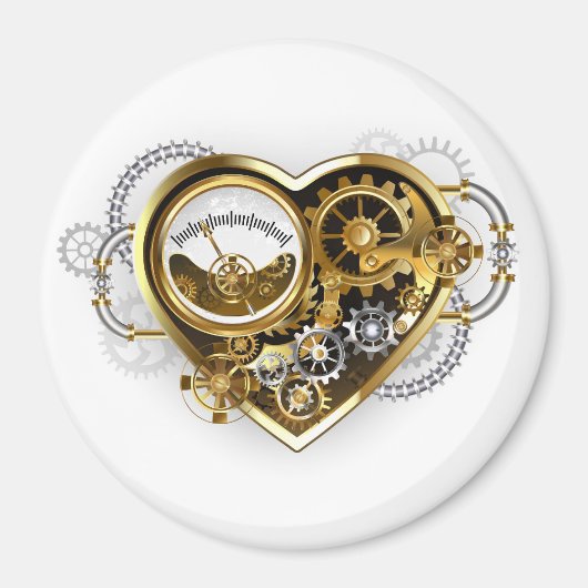 Steampunk Heart met een manometer Magneet (Voorkant)