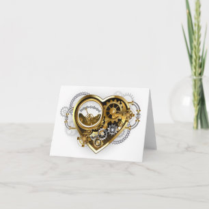 Steampunk Heart met een manometer Notitiekaartje
