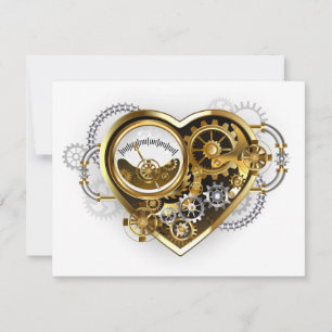 Steampunk Heart met een manometer Notitiekaartje