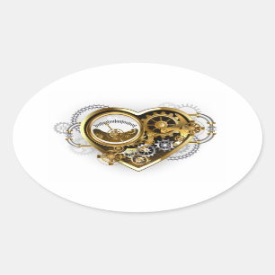 Steampunk Heart met een manometer Ovale Sticker