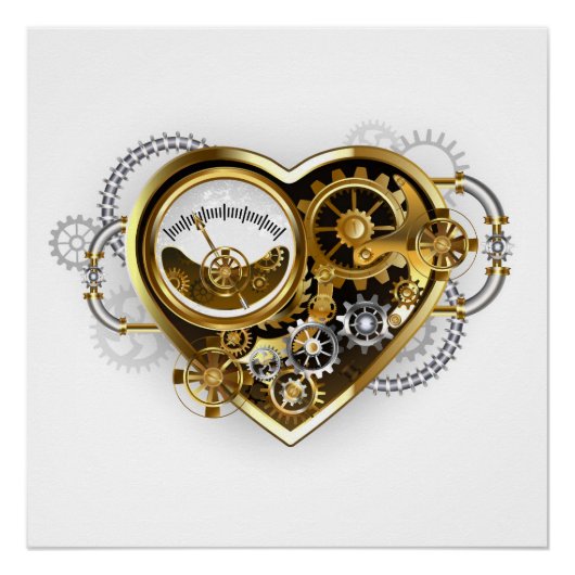 Steampunk Heart met een manometer Perfect Poster (Voorkant)