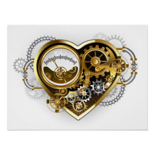 Steampunk Heart met een manometer Perfect Poster