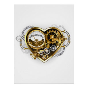 Steampunk Heart met een manometer Perfect Poster