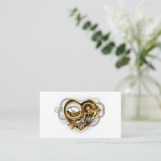 Steampunk Heart met een manometer Plaatskaartje (Staand voorkant)