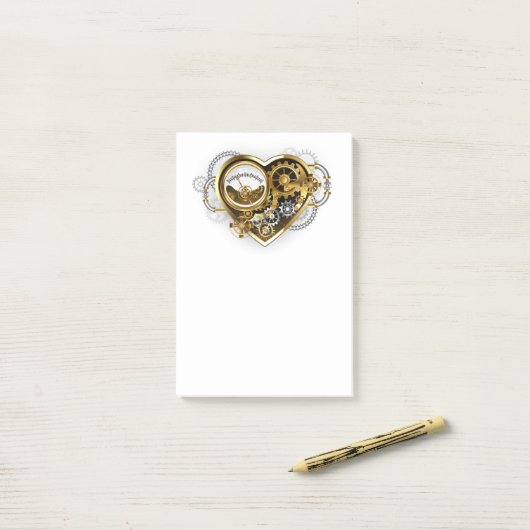 Steampunk Heart met een manometer Post-it® Notes (Op bureau)