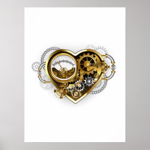 Steampunk Heart met een manometer Poster