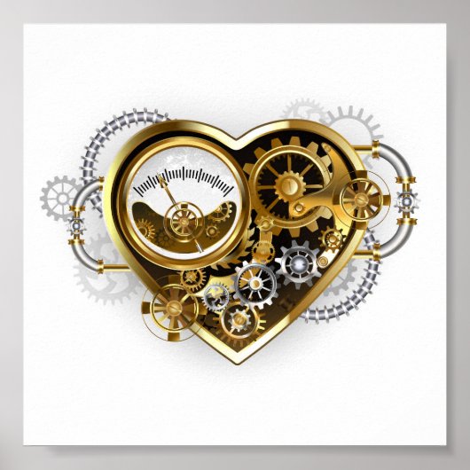 Steampunk Heart met een manometer Poster (Voorkant)