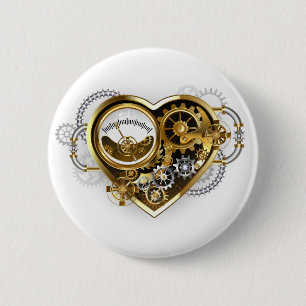 Steampunk Heart met een manometer Ronde Button 5,7 Cm